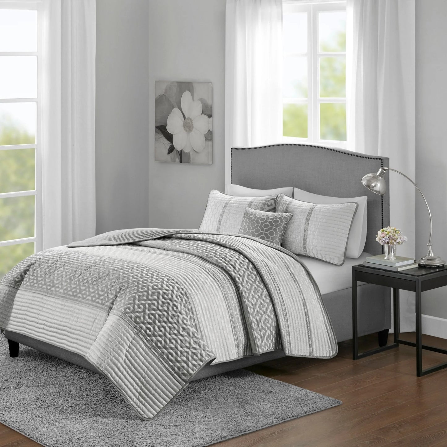 Madison Park Christian 4 Piece Jacquard Quilt Set with Throw Pillow