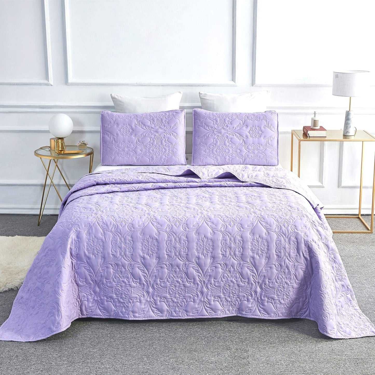 Sophia & William 2/3 Pieces Quilt Set, Reversible Microfiber Bedding Bedspread Coverlet Set