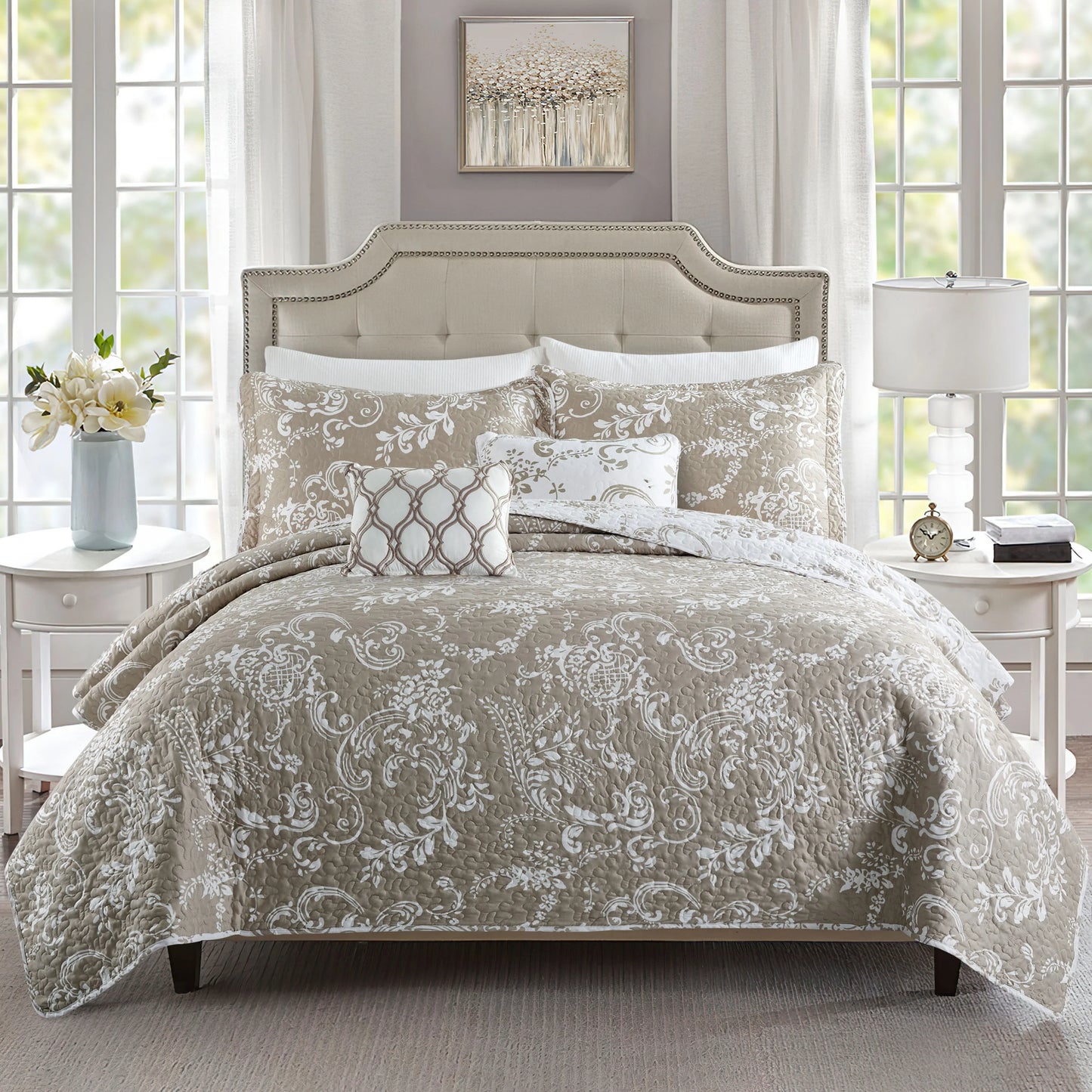 Serenta 5 Piece Printed Microfiber LA Boheme Quilt Set