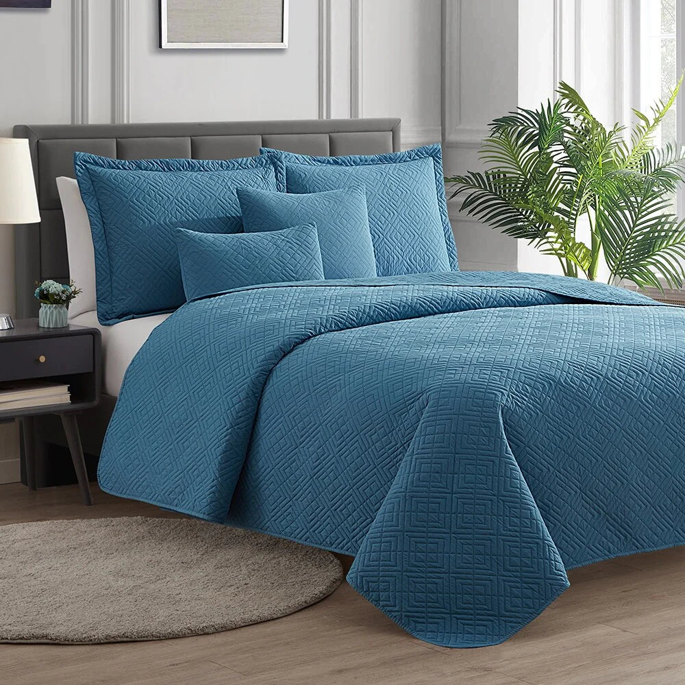 Clara Clark Bedspread Quilt Set - Embossed Pinsonic Lightweight Coverlet Set