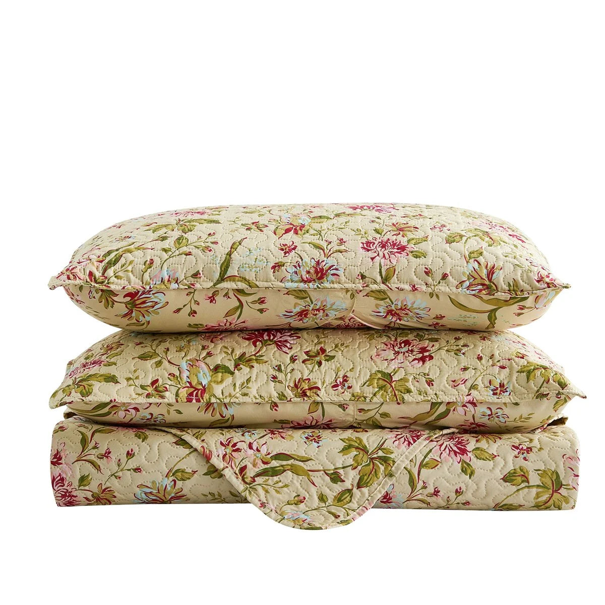 Vintage Rose Reversible Quilt Set, Bedspread, Coverlet