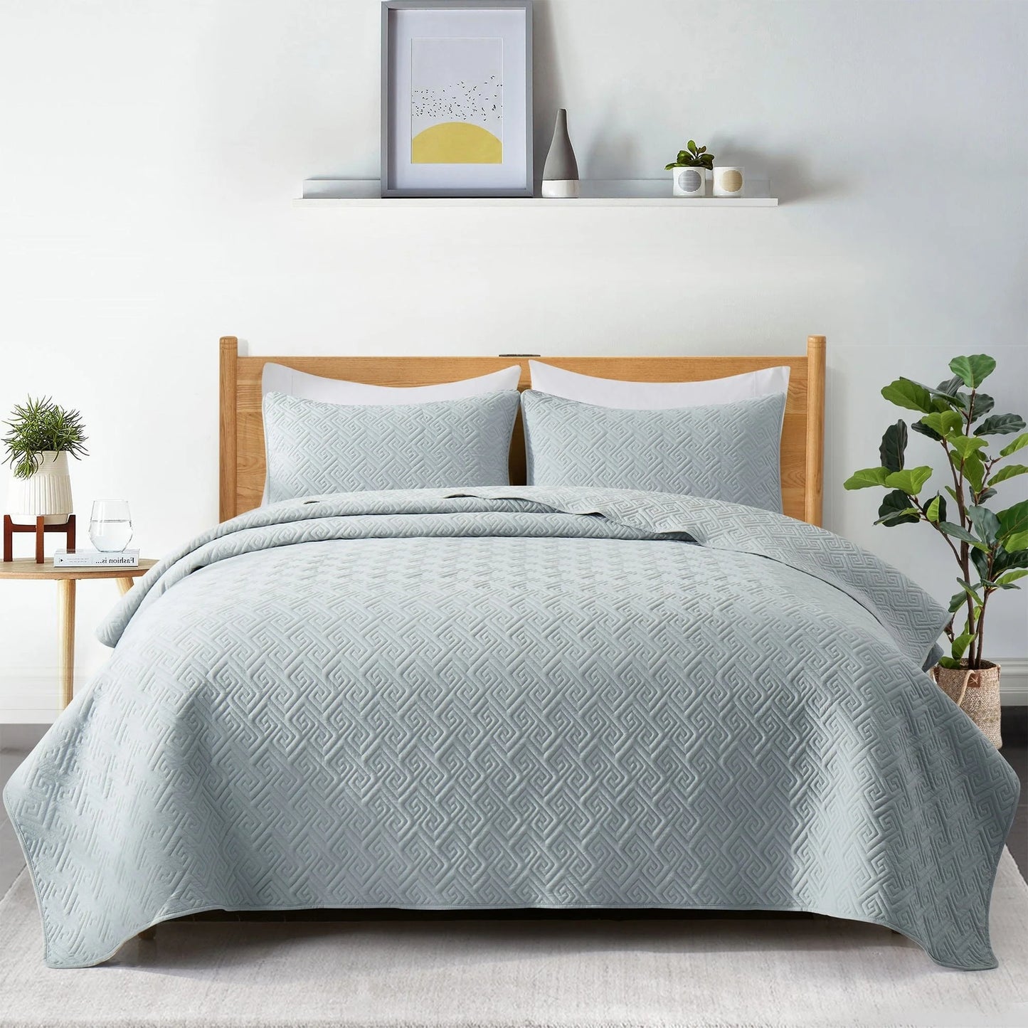 3-Piece Reversible Ultra Lighweight Coverlet Premium Microfiber Bedspread Quilt Set
