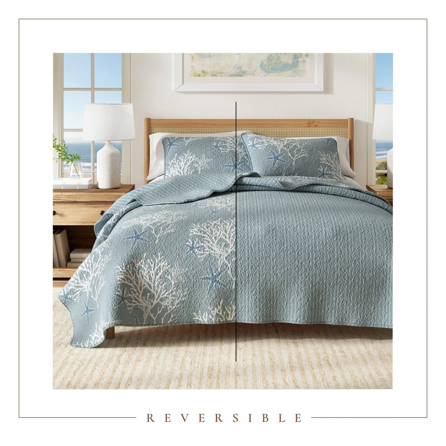 Linery & Co. Coastal Microfiber Quilt Set With Shams.