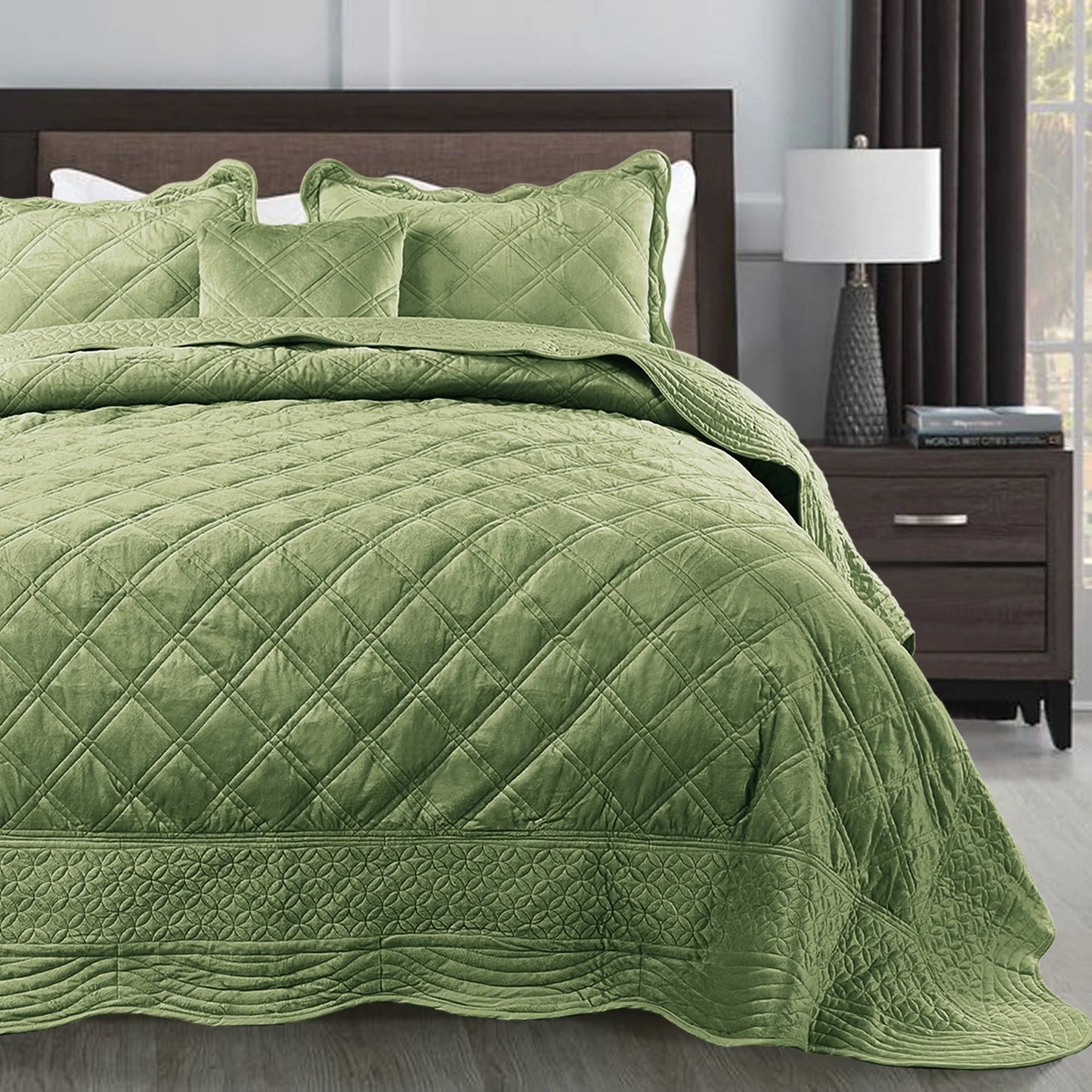 Serenta Supersoft Microplush Quilted 4 Pieces Bedspread Coverlet Set
