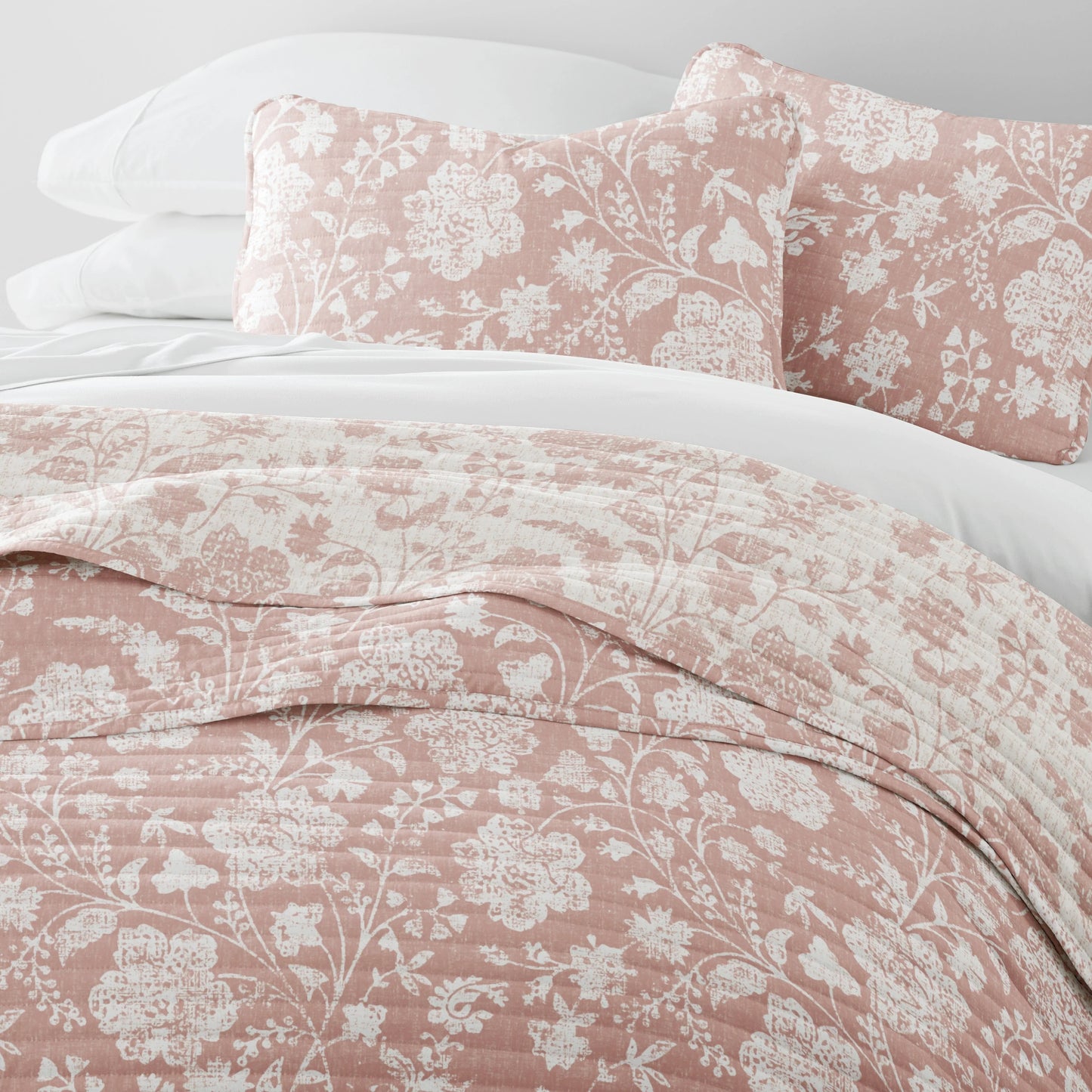 Becky Cameron All Season 3 Piece Textured Floral Reversible Quilt Set