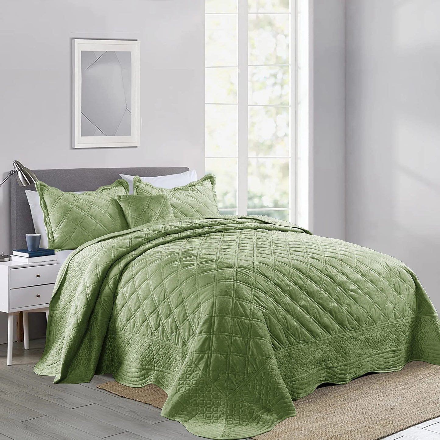 Serenta Supersoft Microplush Quilted 4 Pieces Bedspread Coverlet Set