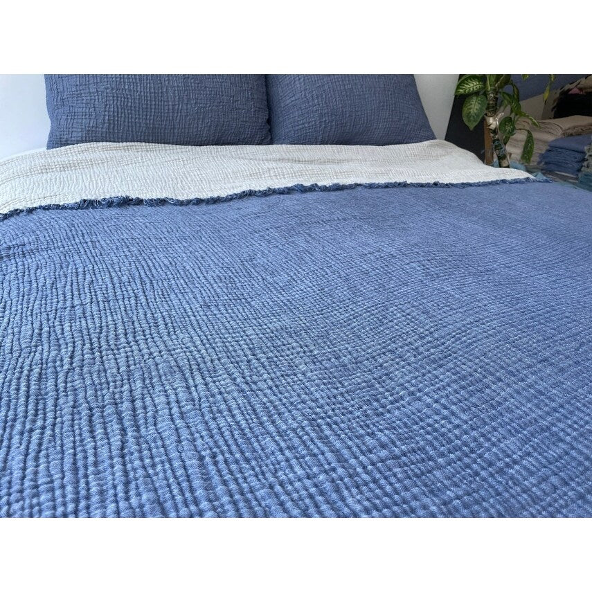 Muslin Blanket 4 Layers, Soft Bedspread, Turkish Cotton Muslin Bed Cover, Reversible Coverlet