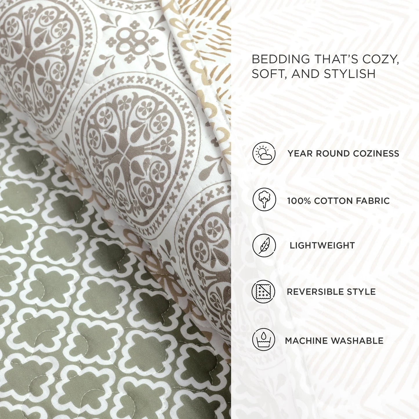 The Curated Nomad La Boheme 3-piece Striped Patterned Quilt Set