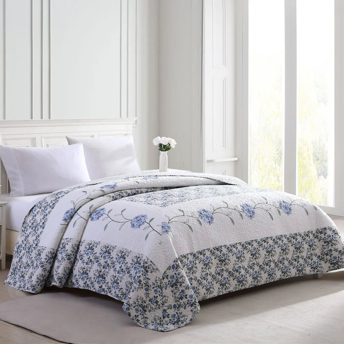 Carnation Embroidered Bedspread