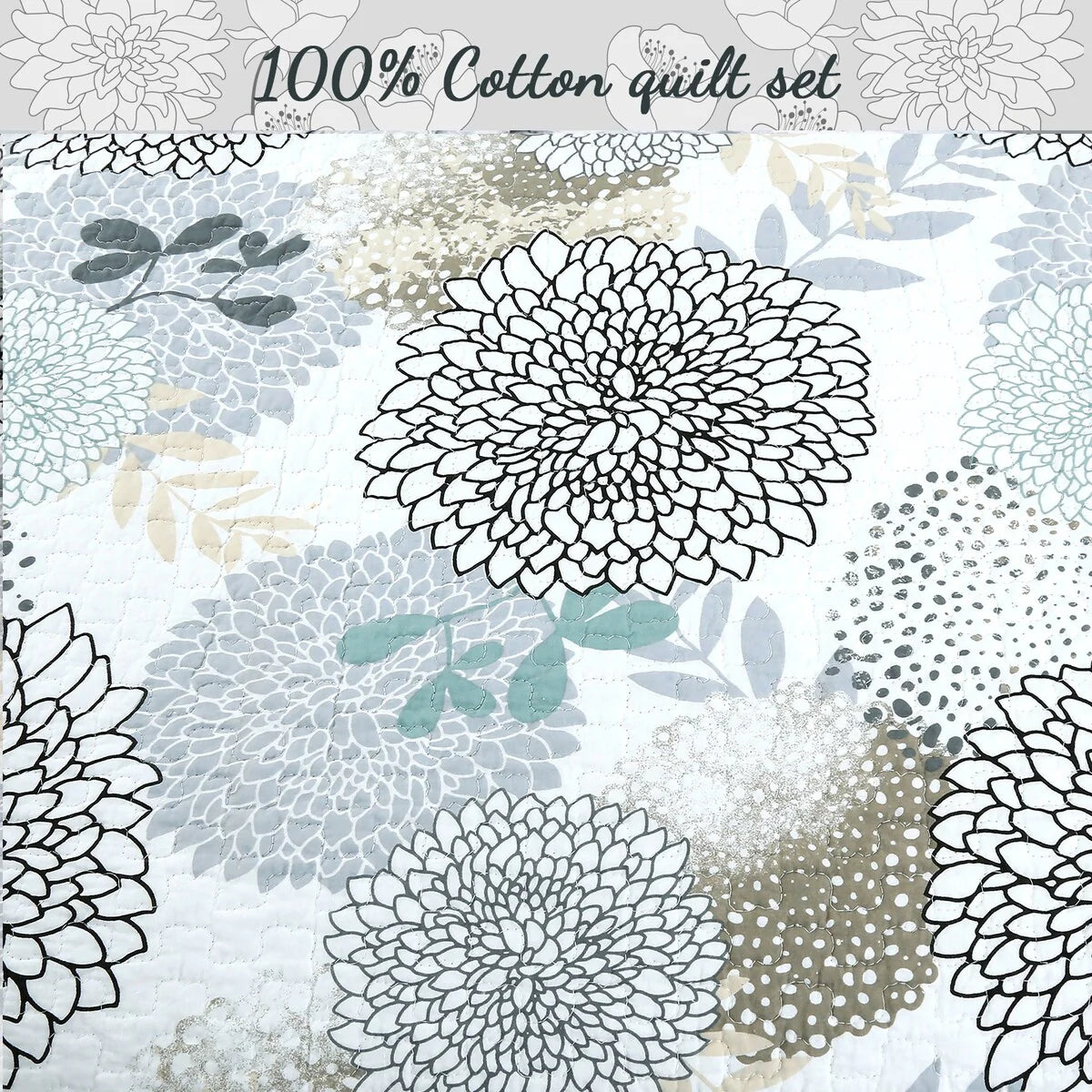 Copper Grove Dehiwala Floral Cotton 3-piece Quilt Bedding Set