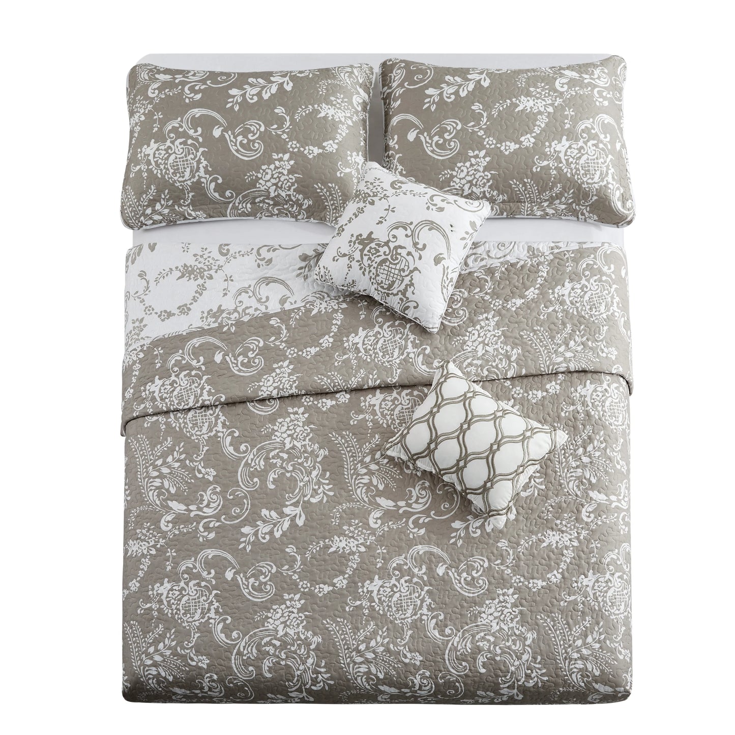 Serenta 5 Piece Printed Microfiber LA Boheme Quilt Set