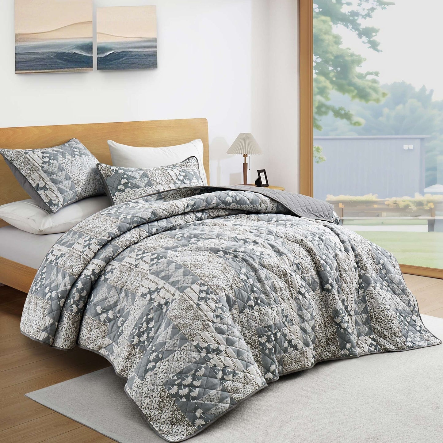 3-Piece Reversible Ultra Lighweight Coverlet Premium Microfiber Bedspread Quilt Set