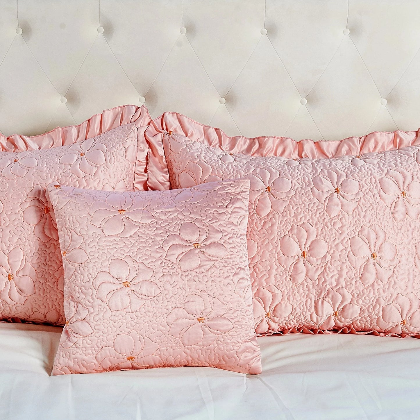 Serent Matte Satin Ruffle Bedspread Set