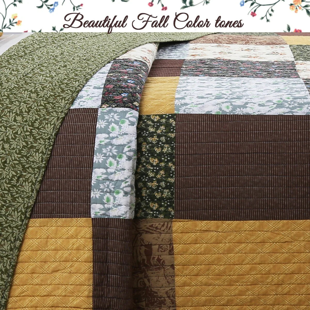 Cozy Line Andy Patchwork 3 Piece Reversible Cotton Quilt Bedding Set