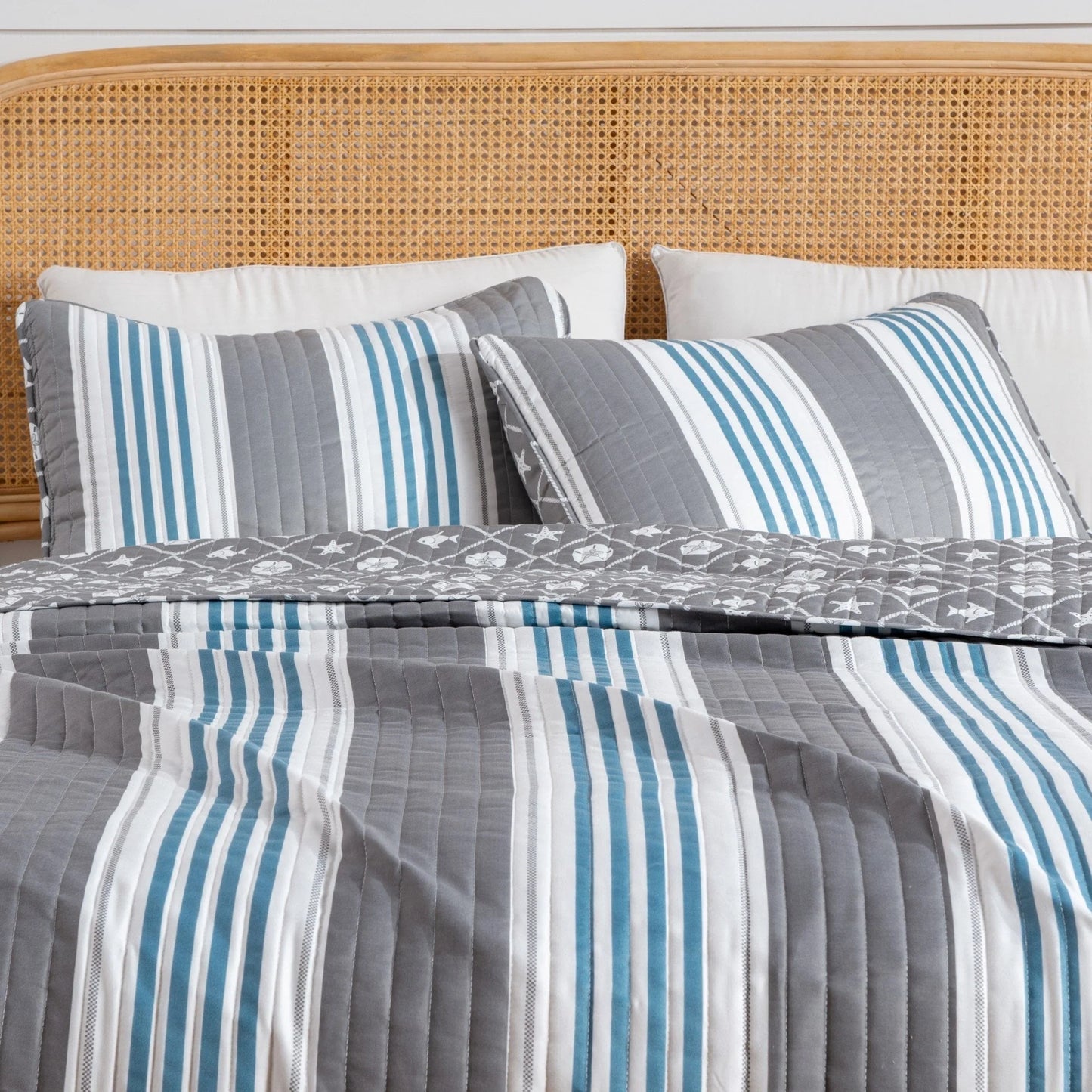 Linery & Co. Coastal Microfiber Quilt Set With Shams.