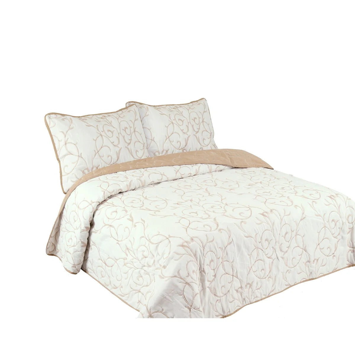 Marina Decoration Embroidered Stitching Coverlet Bedspread Ultra Soft Solid Summer Quilt Set, Modern Branch Pattern