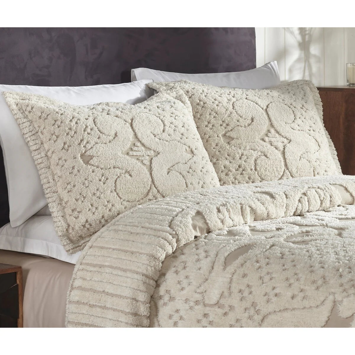 Better Trends Chenille Bedspread Set with Sham Medallion Design 100% Cotton Soft Machine Washable Tufted Ashton Collection