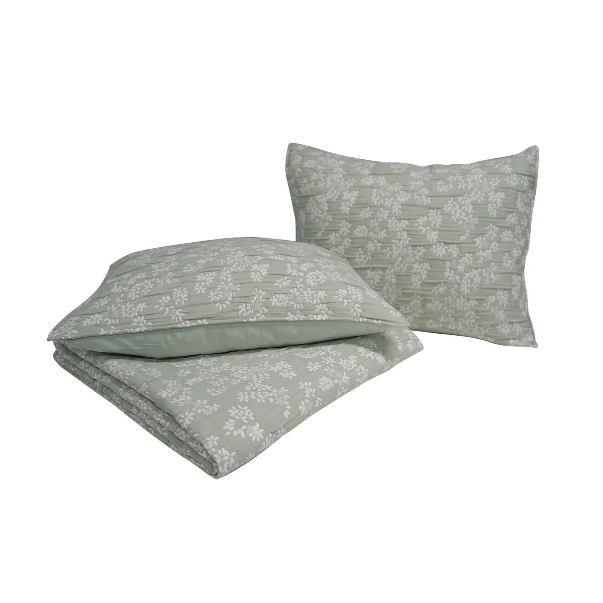 CEDAR COURT Annabella Floral Desert Sage Soft Matelasse Jacquard Quilt Set