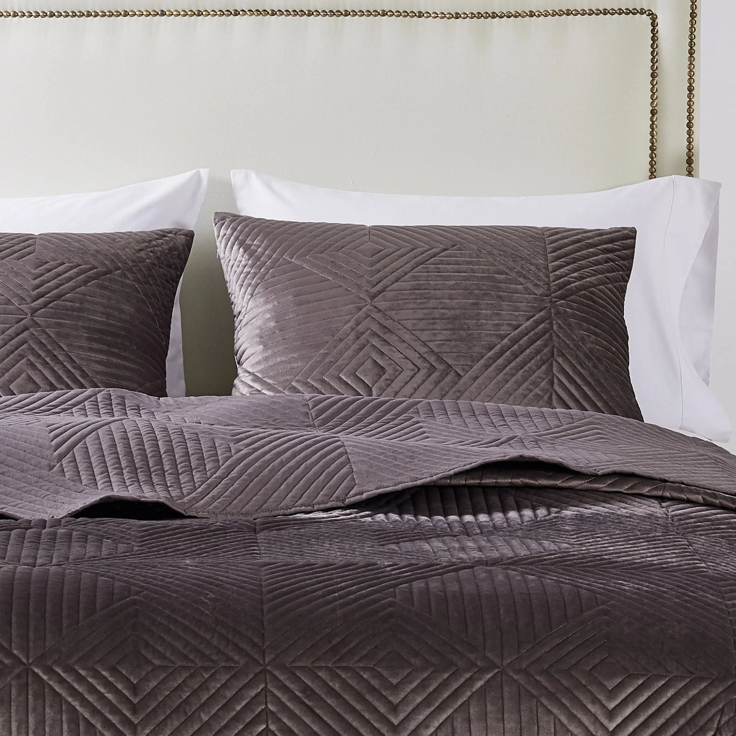 Riviera Velvet Finely Stitched Modern Quilt and Pillow Sham Set
