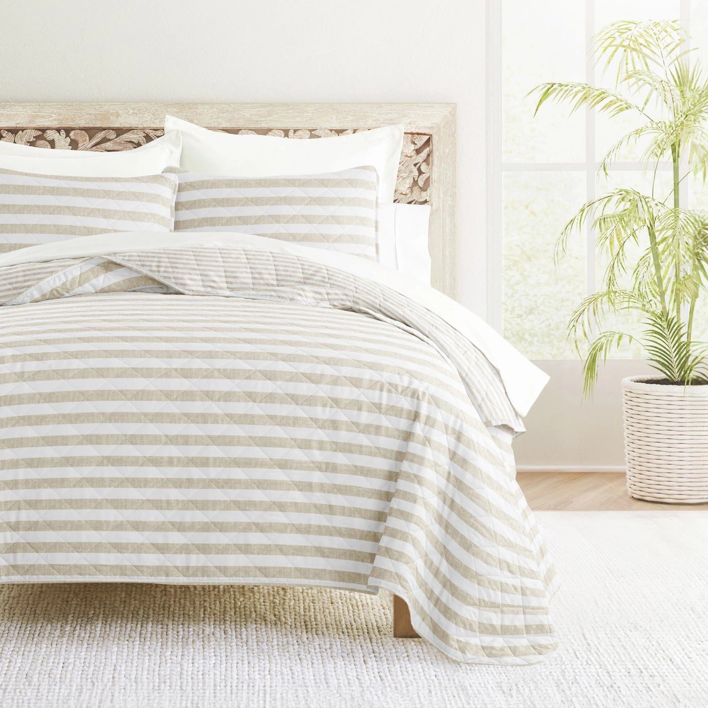 Becky Cameron All Season 3 Piece Striped Reversible Quilt Set