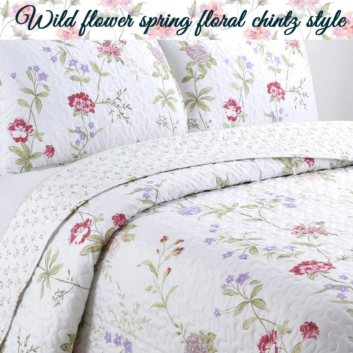 Cozy Line Lucie Floral 3-piece Quilt Bedding Set