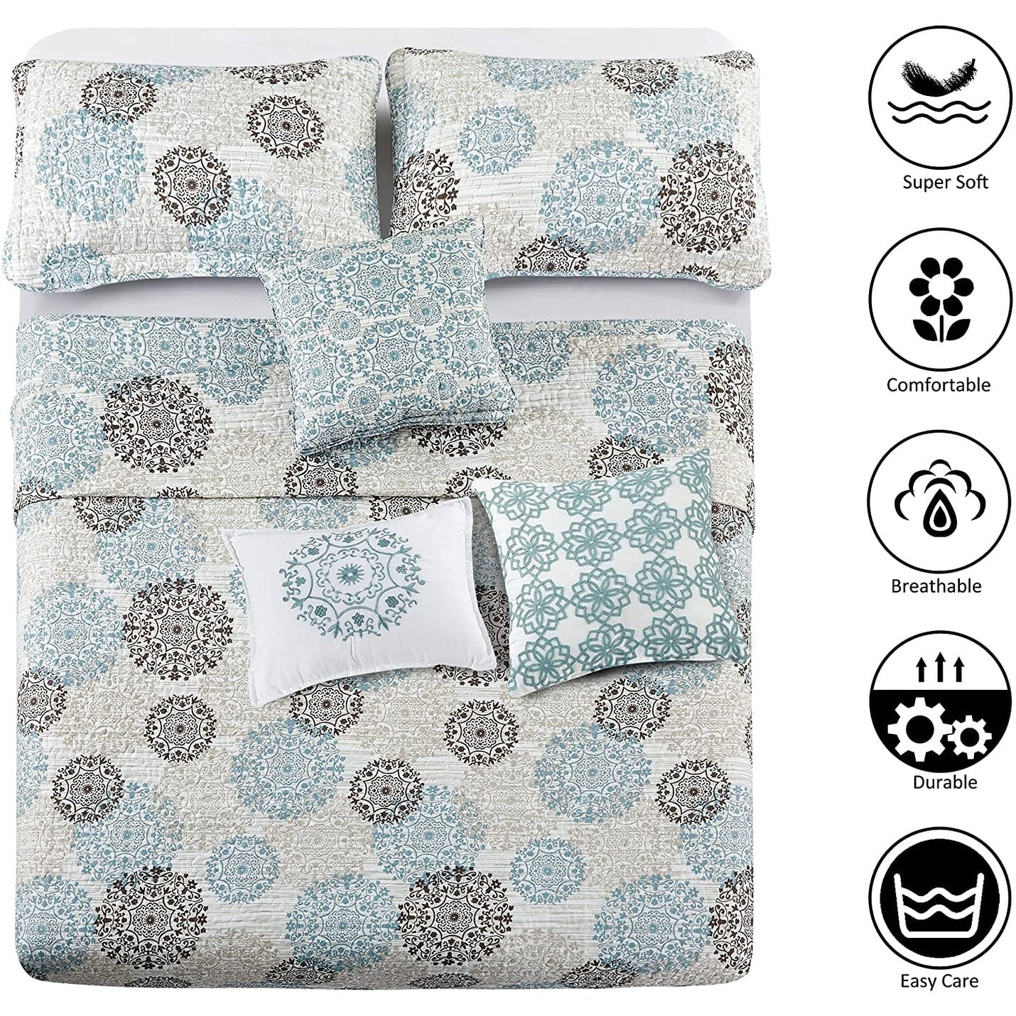 Serenta 6 Piece Printed Marina MDLN Quilts Set