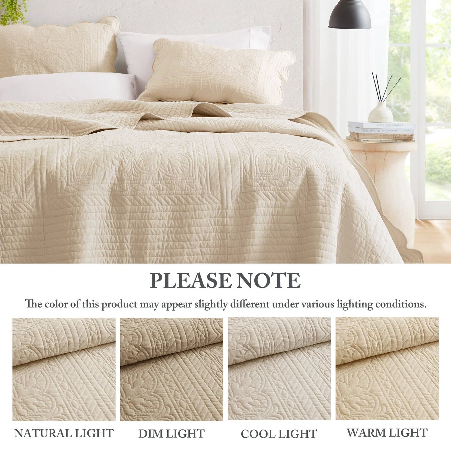 Madison Park Marino 3 Piece Reversible Scalloped Edge Quilt Set