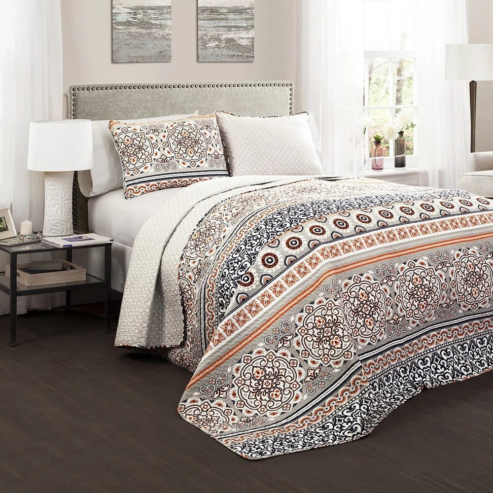 The Curated Nomad La Boheme Boho Stripe 3-piece Quilt Set