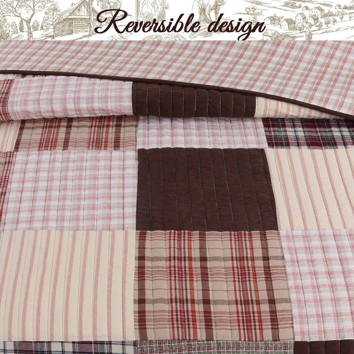 Cozy Line Brody Plaid Patchwork Reversible Quilt Bedding Set
