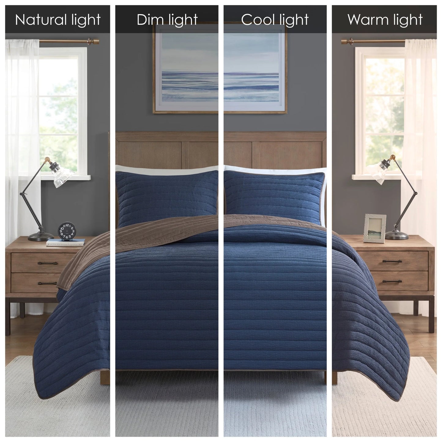 Madison Park Cameron 3 Piece Crinkled Microfiber Quilt Set