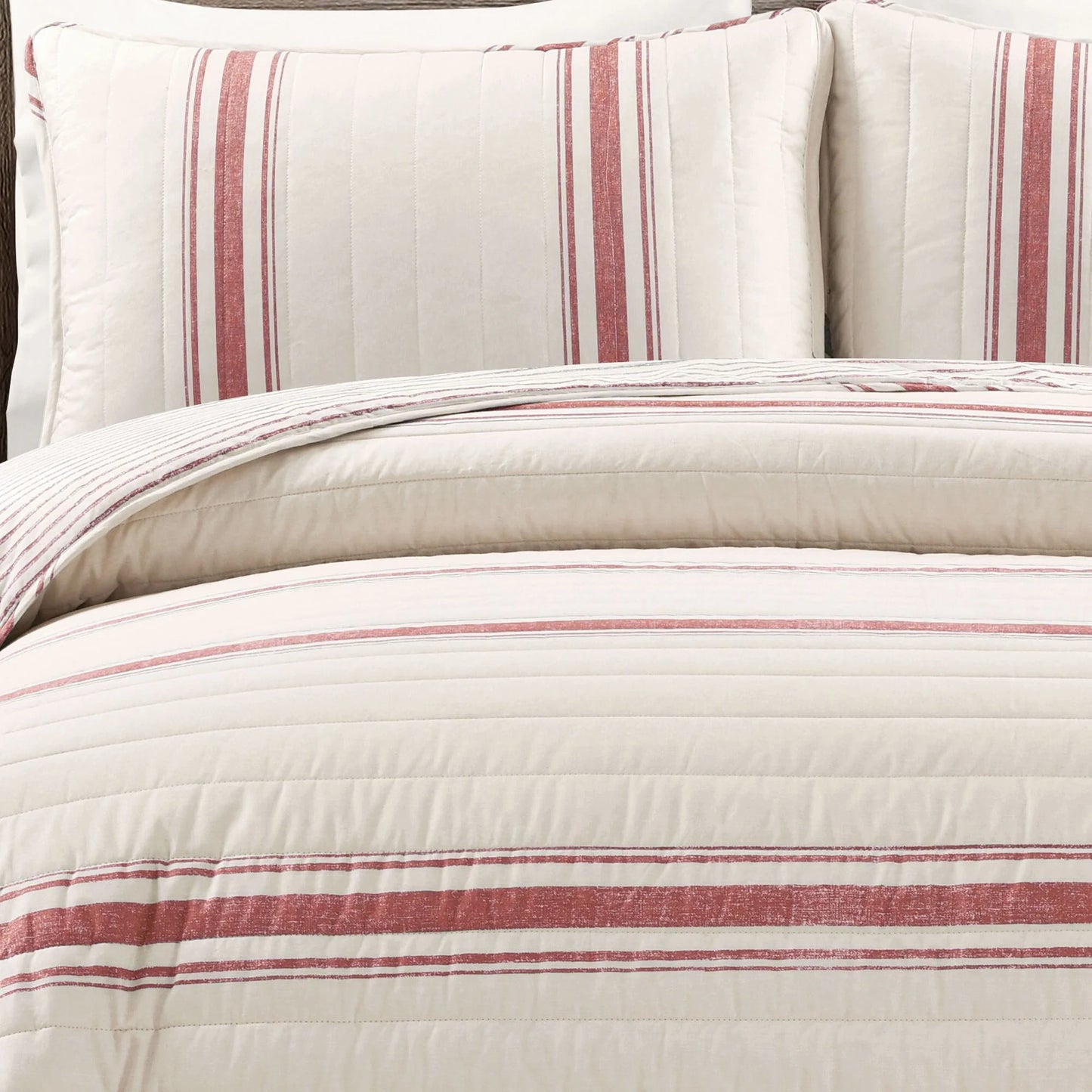 Lush Decor Farmhouse Stripe 3 Piece Quilt Set