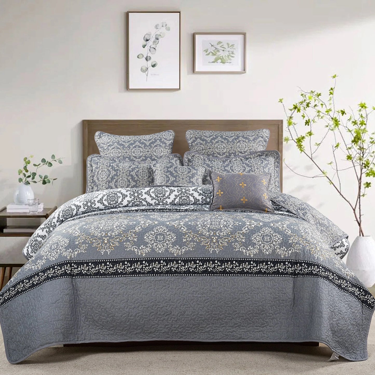 Serenta Mystic Printed Reversible 7-piece Bedspread Coverlet Set