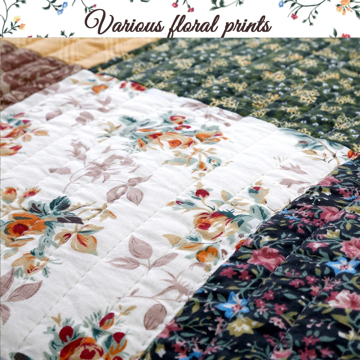 Cozy Line Andy Patchwork 3 Piece Reversible Cotton Quilt Bedding Set