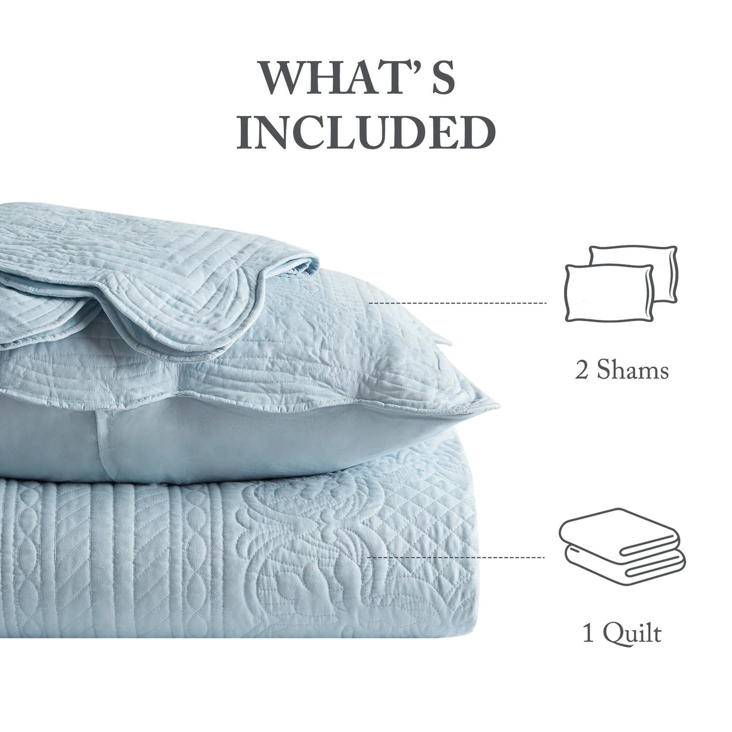 Madison Park Marino 3 Piece Reversible Scalloped Edge Quilt Set