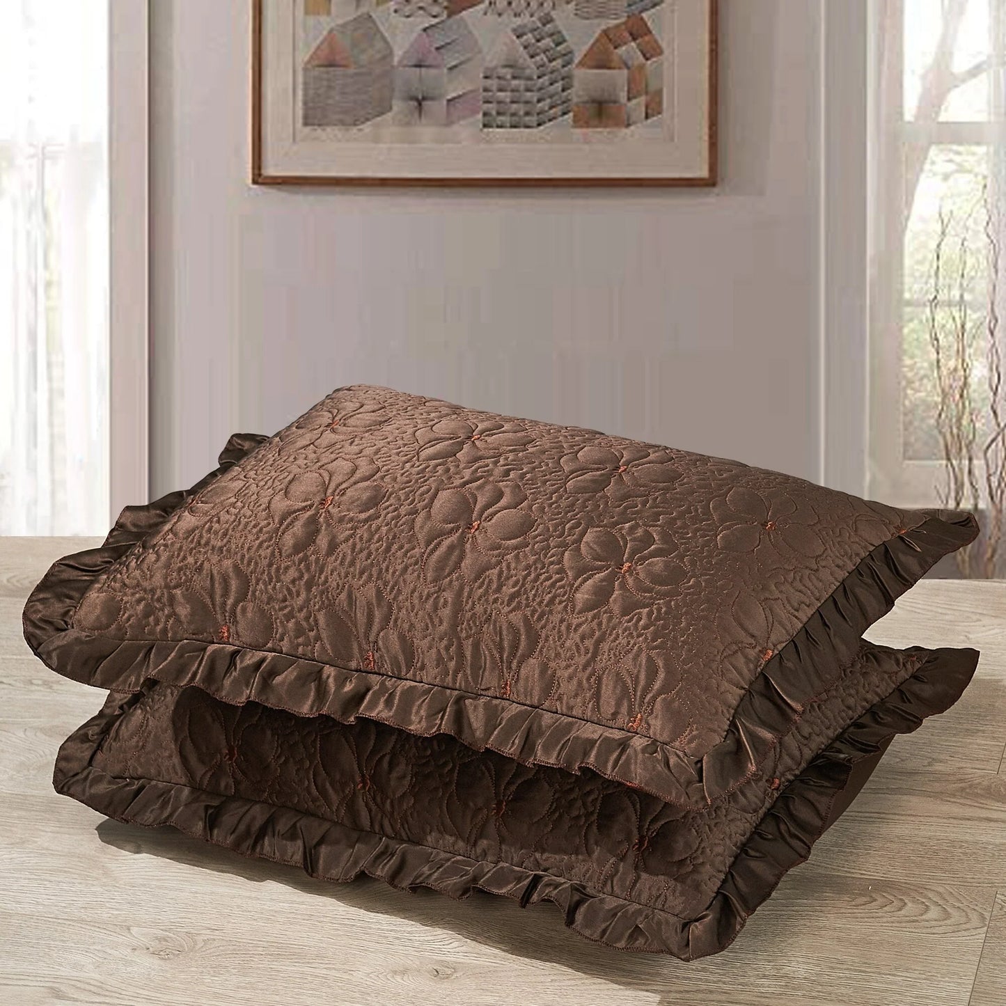 Serent Matte Satin Ruffle Bedspread Set
