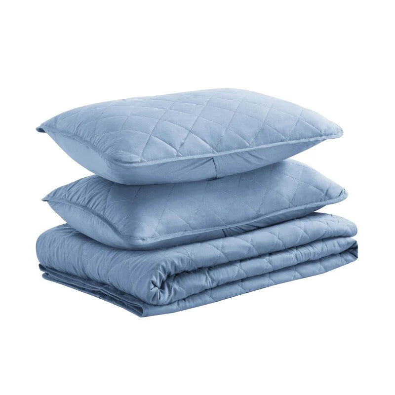 Modern Ultra Soft Microfiber Traditional Diamond Quilting Coverlet Quilt Set