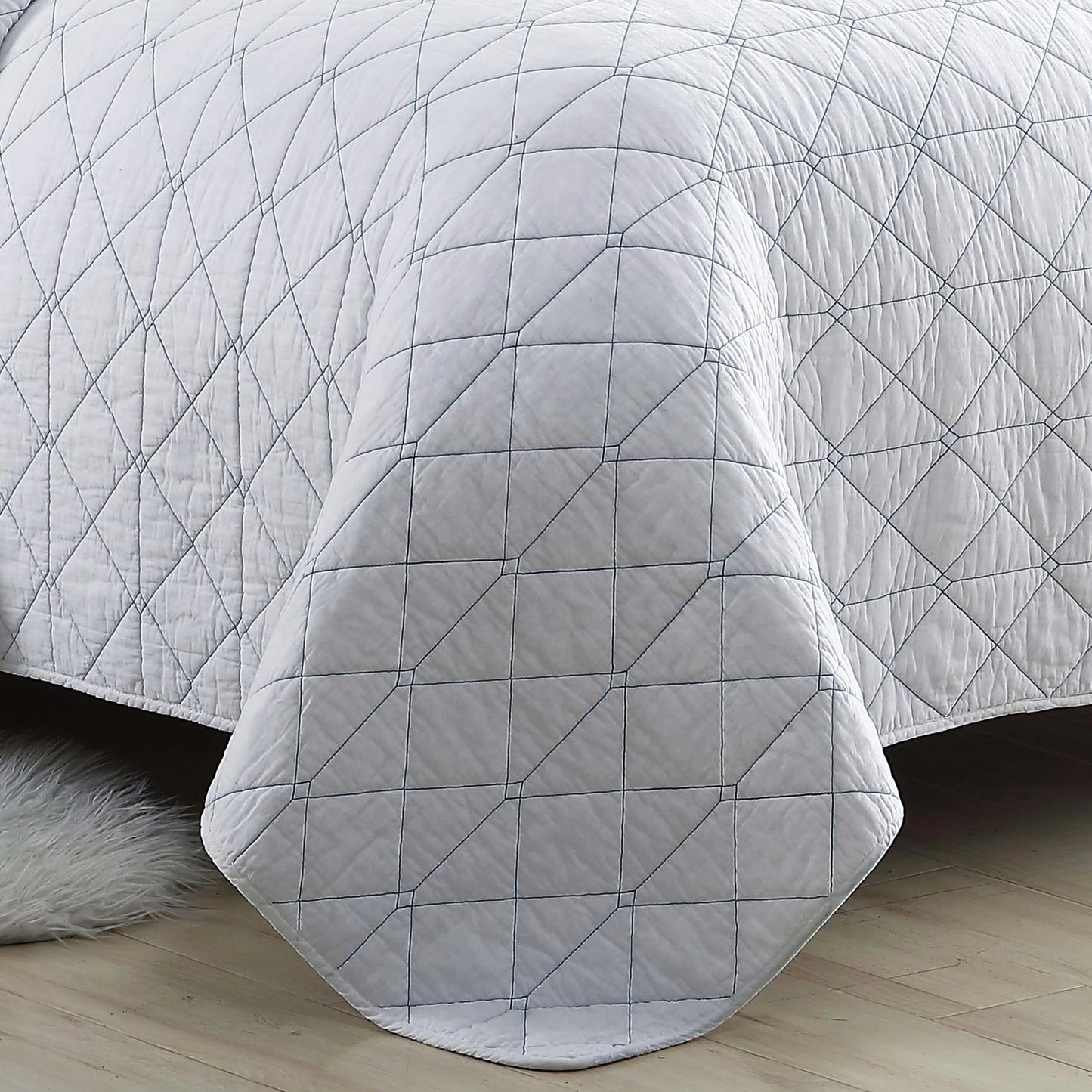 Poppy & Fritz Solid Kelsey Cotton Blue Quilt Set