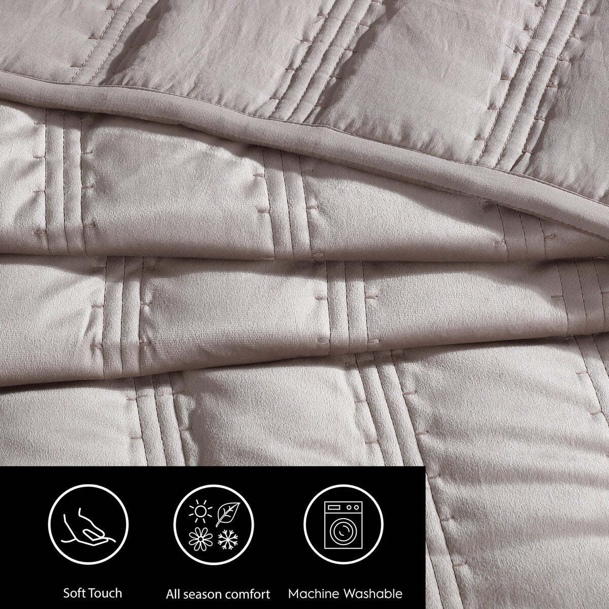 Vera Wang Velvet Linear Stitch Solid Quilt Set