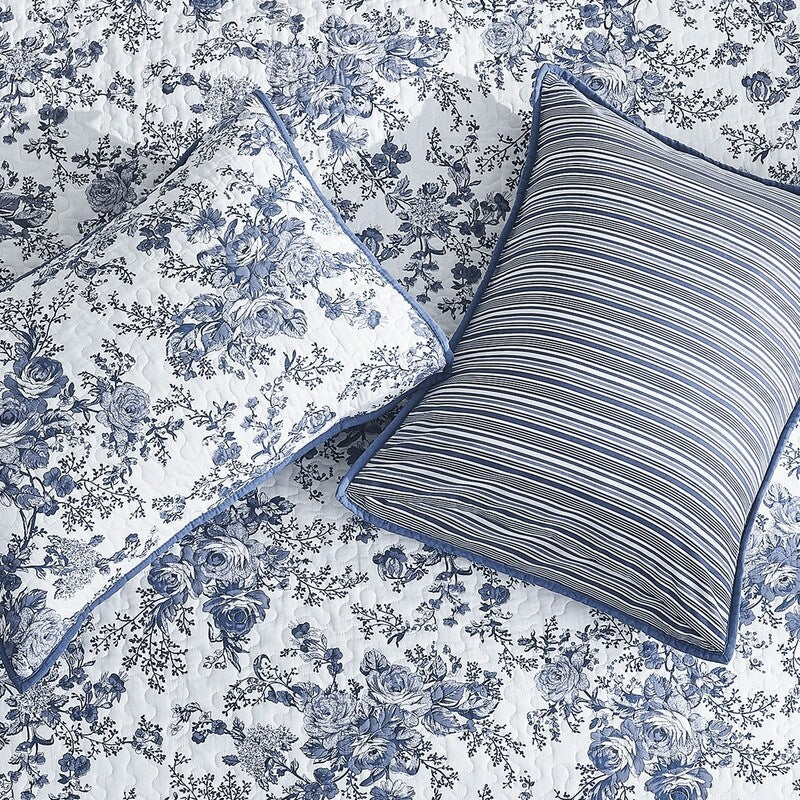 Wonderful 5-Piece Cotton Quilt Set Floral Printed Bedding Set
