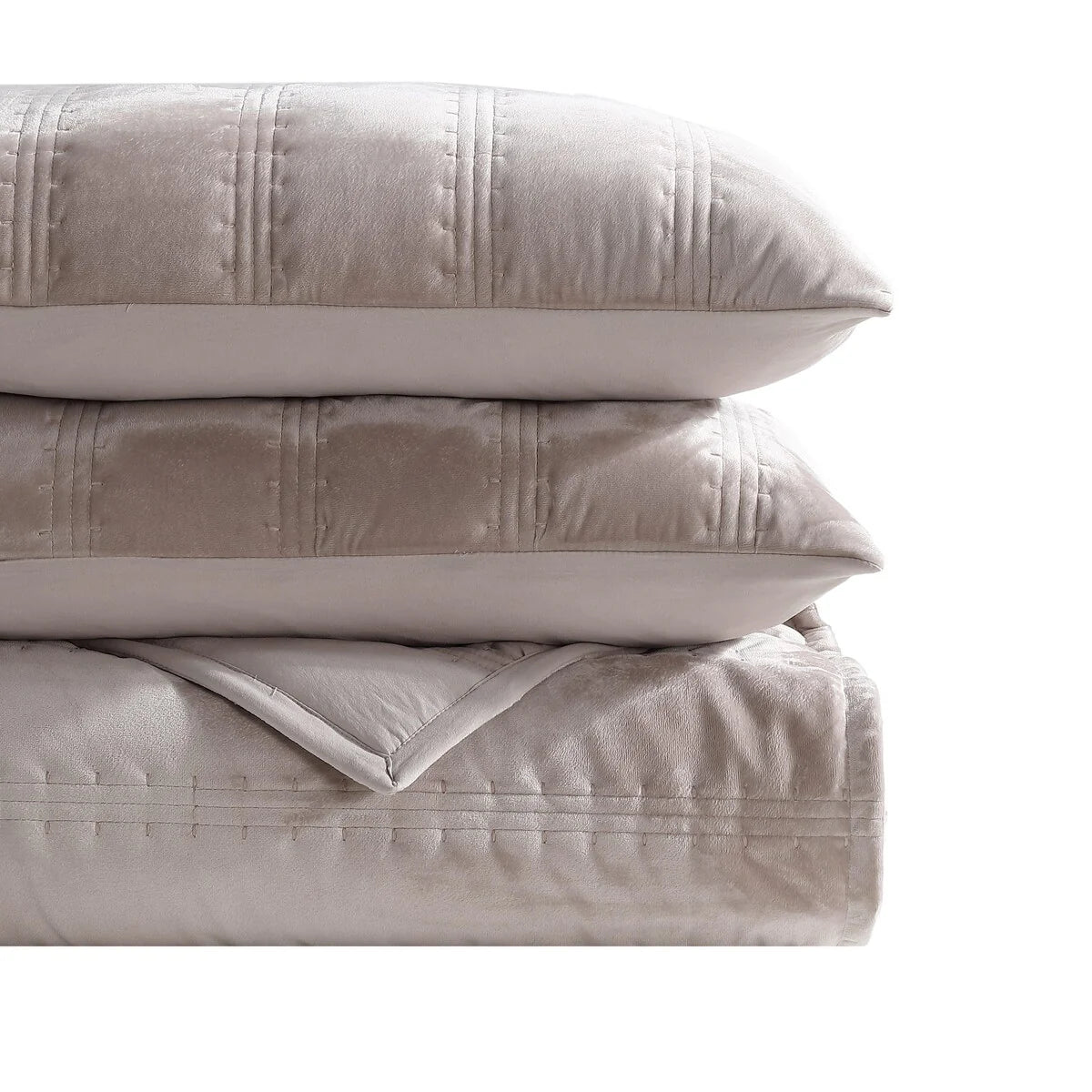 Vera Wang Velvet Linear Stitch Solid Quilt Set