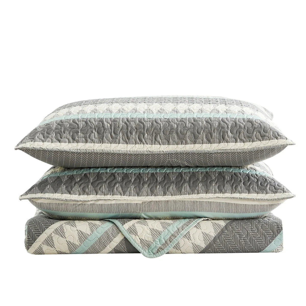 Boho Stripe Quilt Reversible 3 Piece Bohemian Design Bedding Set