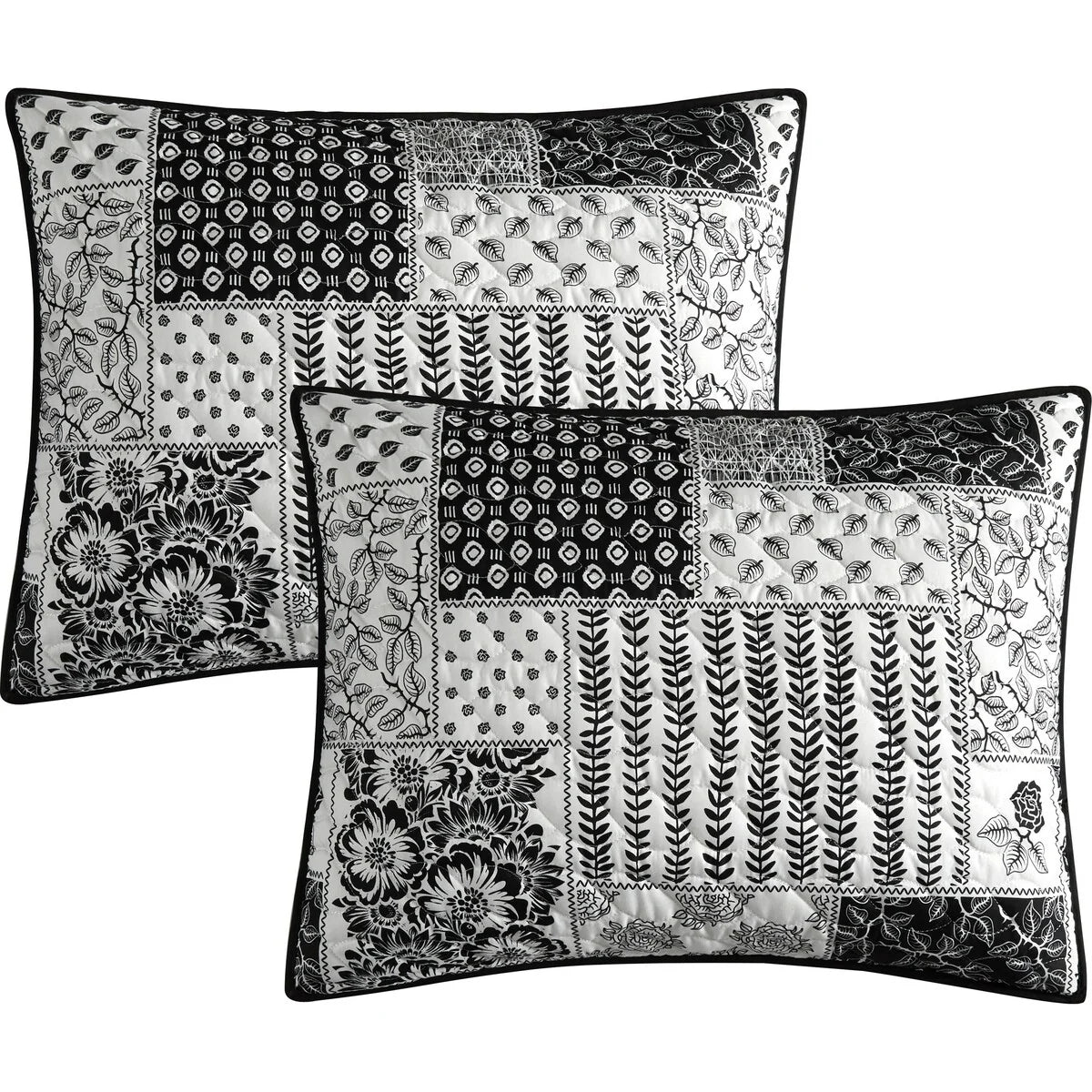 Nanshing Quinn 3 Piece Patchwork Black & White Quilt Set