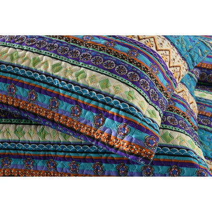 Purple Bohemian Quilt Bedspread Set