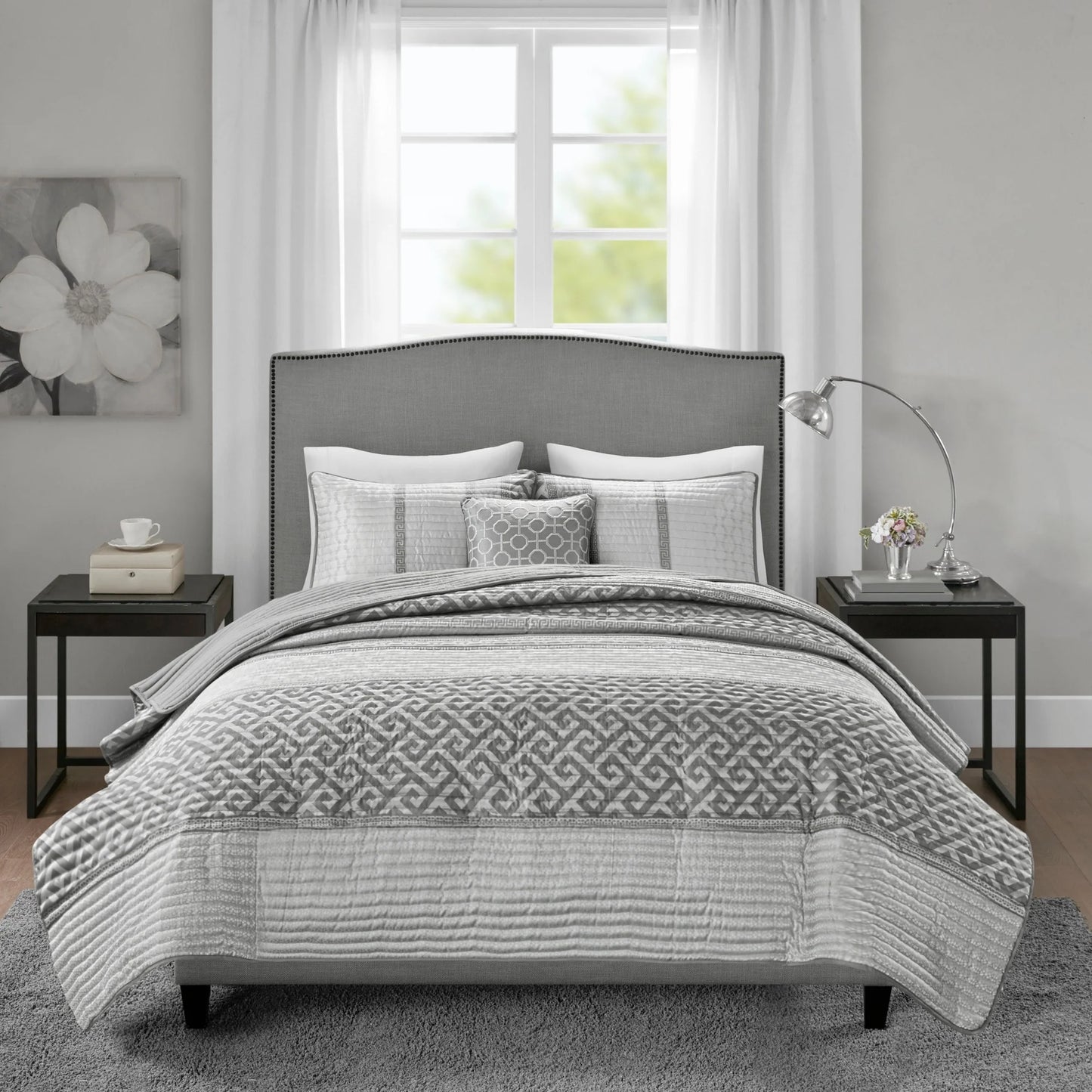 Madison Park Christian 4 Piece Jacquard Quilt Set with Throw Pillow