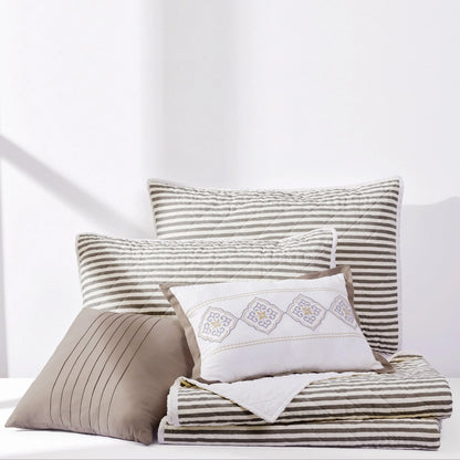 Wonderful 5 Piece Striped Coverlet Set