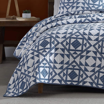 Wrangler Phoenix Patchwork Navy Cotton Quilt Set