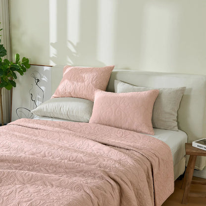 Patina Vie Maison 100% Cotton Stitched 3 Piece Quilt and Sham Set