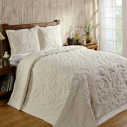 Better Trends Chenille Bedspread Set with Sham Medallion Design 100% Cotton Soft Machine Washable Tufted Ashton Collection