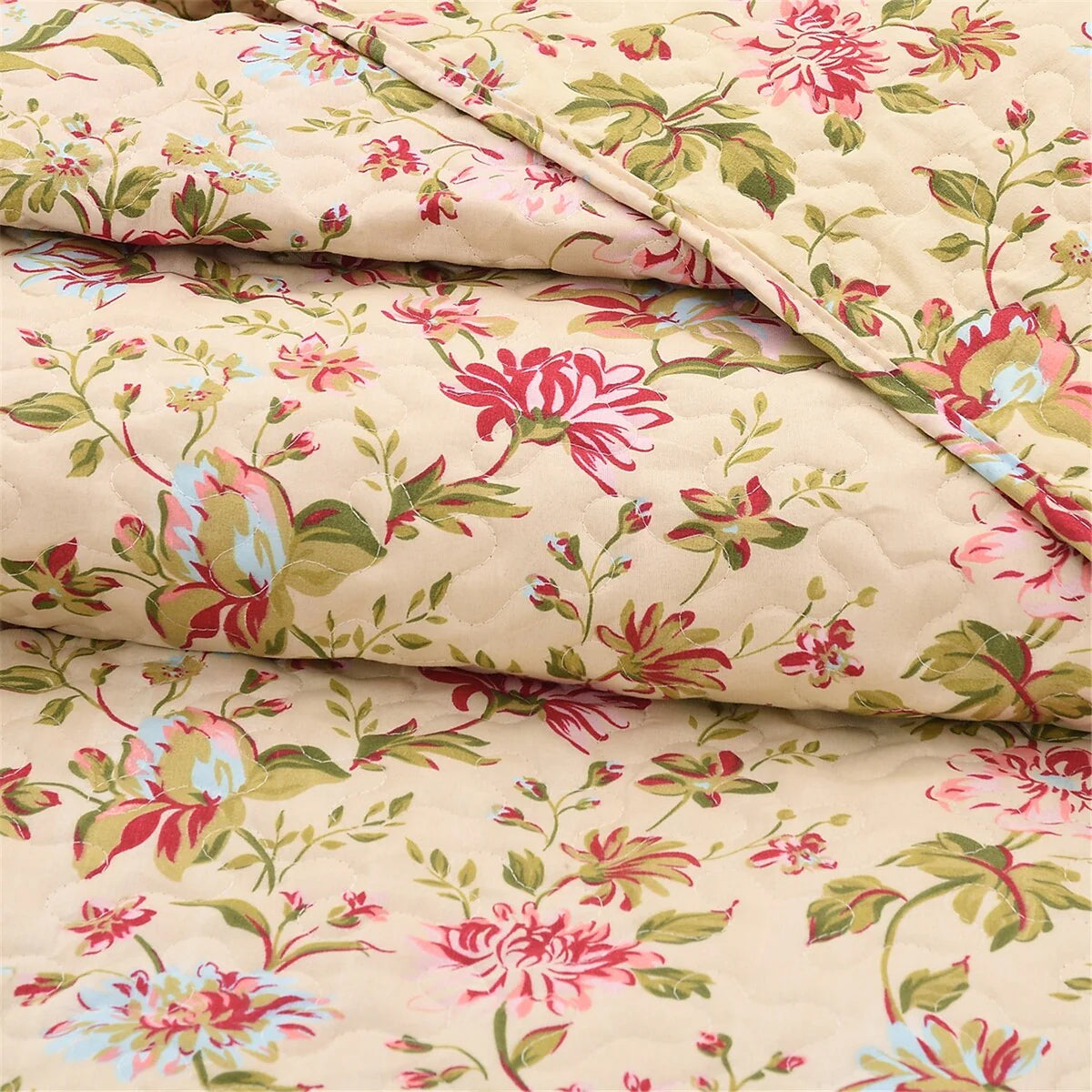 3 Piece Retro Printed Reversible Quilt Set
