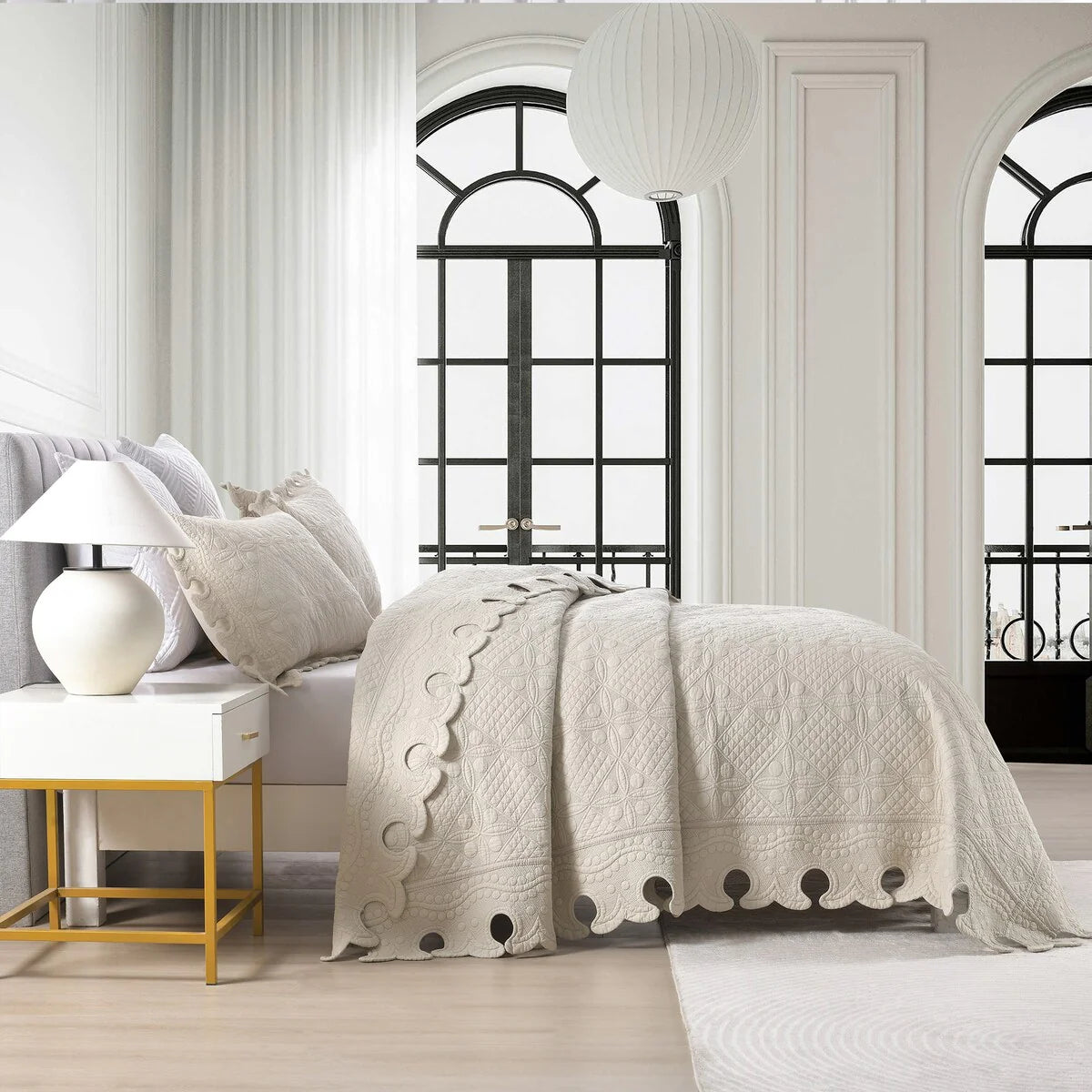 MarCielo 3PCS 100% Cotton Oversized Bedspread Set Coverlet Quilt Set TW